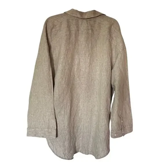 Banana Republic Oversized 100% Linen Beige Shirt SZ L​ - Picture 2 of 6